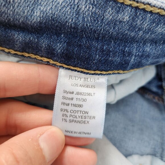 Judy Blue Wide Leg Distressed Jeans Medium Wash Denim Boyrfriend Relaxed 30 - Picture 10 of 11